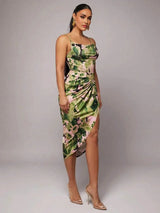 Ninetta Midi Dress - Spaghetti Strap - High Waist - Backless - Ruched - Boho Style