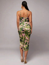 Ninetta Midi Dress - Spaghetti Strap - High Waist - Backless - Ruched - Boho Style