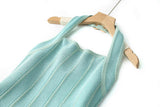 Ninfa Dress - Flared A - Line Silhouette - Halter Neck Style - Vertical Ribbed Pattern - Fashion - Forward Design
