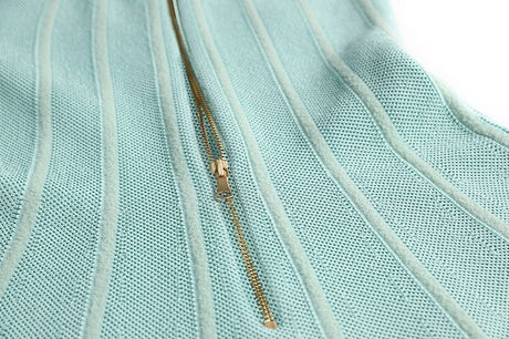 Ninfa Dress - Flared A - Line Silhouette - Halter Neck Style - Vertical Ribbed Pattern - Fashion - Forward Design