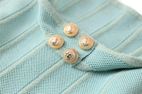 Ninfa Dress - Flared A - Line Silhouette - Halter Neck Style - Vertical Ribbed Pattern - Fashion - Forward Design