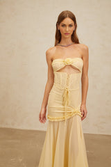 Ninfa Midi Dress - Off - Shoulder - 3D Petal Lace - Ruffles - Mermaid Hem