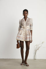 Ninfa Mini Dress with Pattern Print and Belt