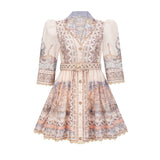 Ninfa Mini Dress with Pattern Print and Belt