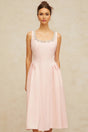 Nives Midi Dress Pink Crystal Pleated Embellishment