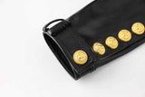Noemi Cropped Leather Jacket - Tailored Fit with Gold Button Embellishments