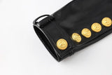 Noemi Cropped Leather Jacket - Tailored Fit with Gold Button Embellishments