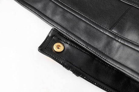 Noemi Cropped Leather Jacket - Tailored Fit with Gold Button Embellishments