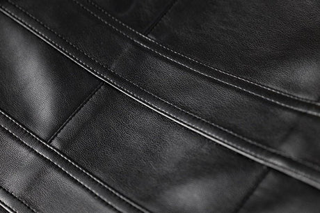 Noemi Cropped Leather Jacket - Tailored Fit with Gold Button Embellishments