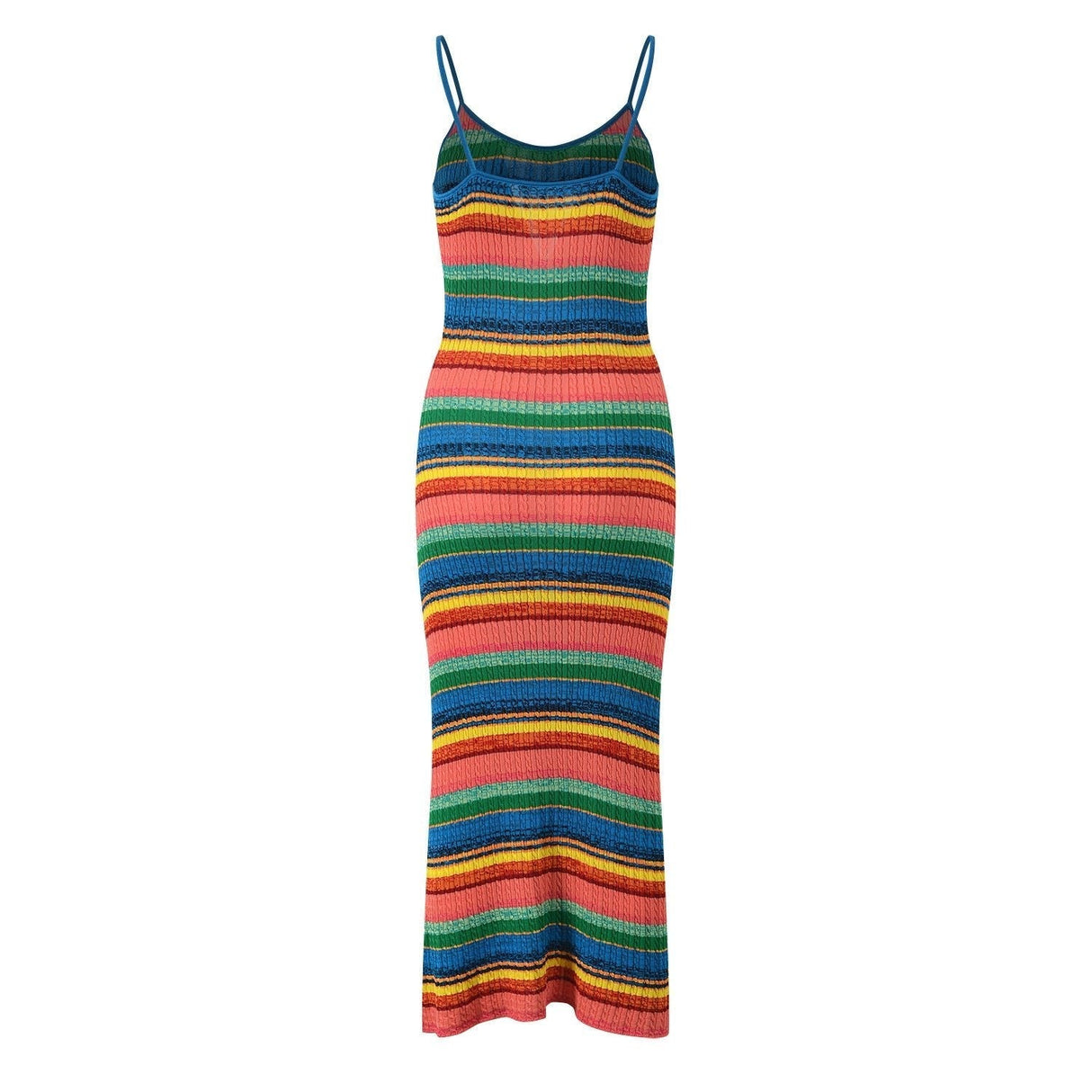 Noemi Dress - Bodycon Style - Colorful Striped Pattern - Spaghetti Straps - Mid - Calf Length