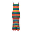 Noemi Dress - Bodycon Style - Colorful Striped Pattern - Spaghetti Straps - Mid - Calf Length