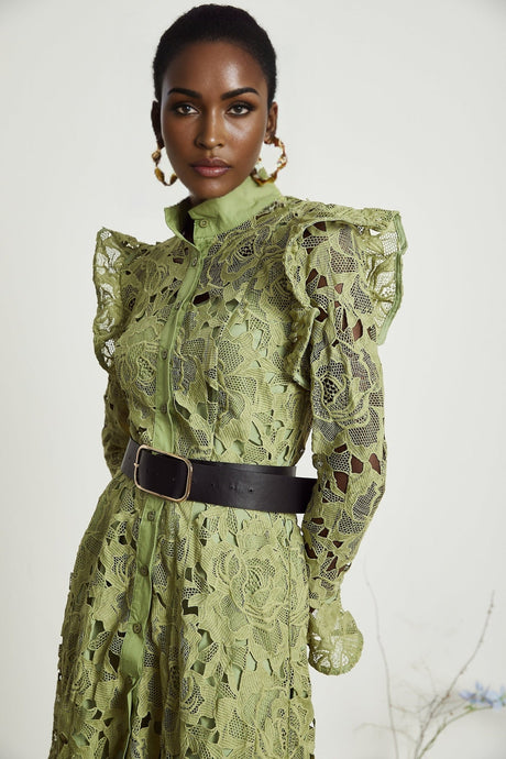 Noémie floralembroidered midi dress in Green