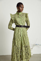 Noémie floralembroidered midi dress in Green