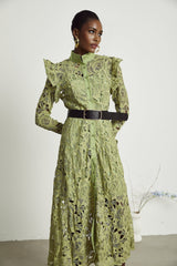 Noémie floralembroidered midi dress in Green