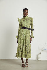 Noémie floralembroidered midi dress in Green