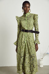 Noémie floralembroidered midi dress in Green
