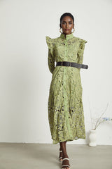 Noémie floralembroidered midi dress in Green