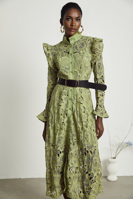 Noémie floralembroidered midi dress in Green