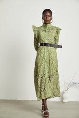 Noémie floralembroidered midi dress in Green