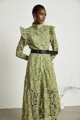 Noémie floralembroidered midi dress in Green