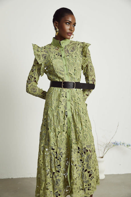 Noémie floralembroidered midi dress in Green