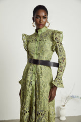Noémie floralembroidered midi dress in Green