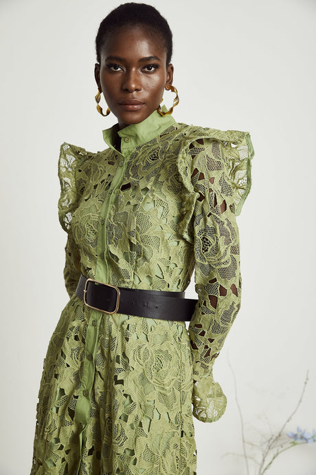 Noémie floralembroidered midi dress in Green