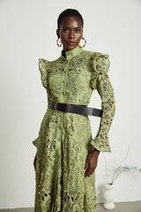 Noémie floralembroidered midi dress in Green