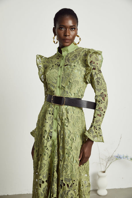 Noémie floralembroidered midi dress in Green