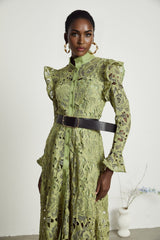 Noémie floralembroidered midi dress in Green