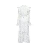 Noémie floralembroidered midi dress in White