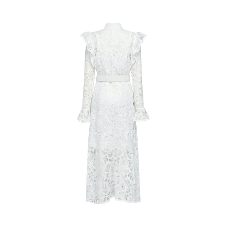 Noémie floralembroidered midi dress in White