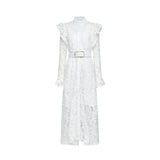 Noémie floralembroidered midi dress in White