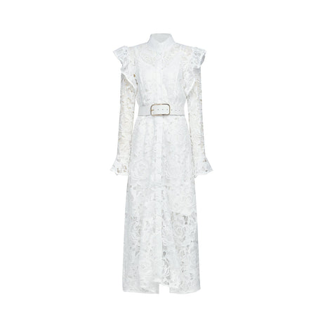 Noémie floralembroidered midi dress in White