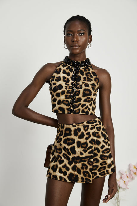 Noémie leopardprint top  skirt matching set