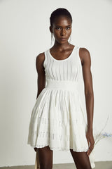 Noémie white cutout pleated mini dress