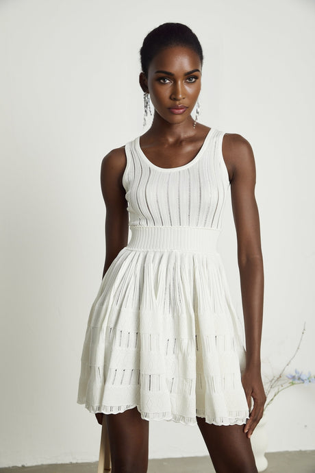 Noémie white cutout pleated mini dress