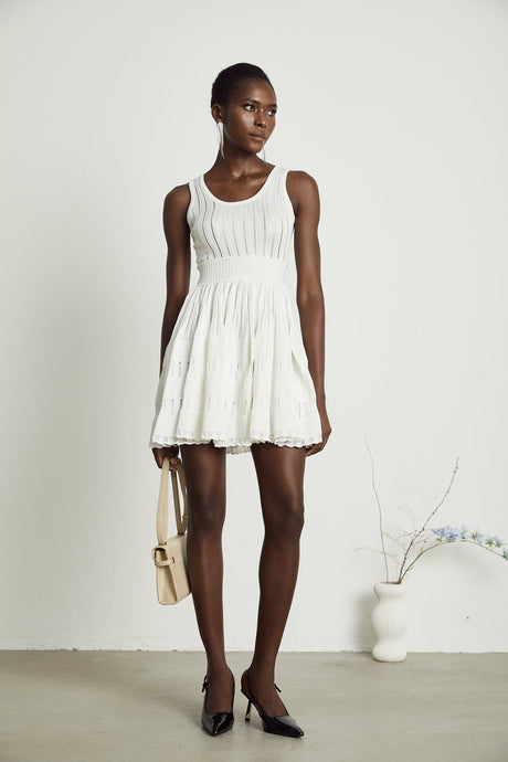 Noémie white cutout pleated mini dress