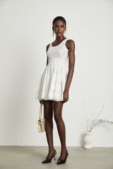 Noémie white cutout pleated mini dress