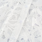 Noémie White Lace Midi Dress With Waist Belt & Embroidered Floral Design