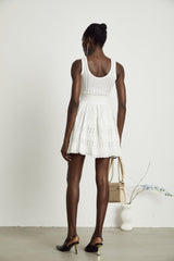 Noémie White Sleeveless Mini Dress With Flared Skirt