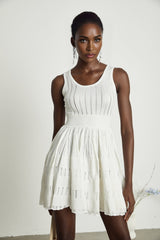 Noémie White Sleeveless Mini Dress With Flared Skirt