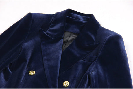Nora Blazer & Flared Trousers – Velvet Power Suit – Slim Fit Double - Breasted Design