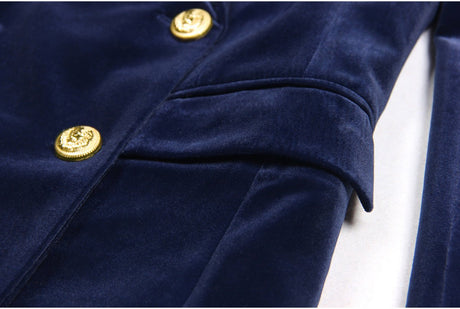 Nora Blazer & Flared Trousers – Velvet Power Suit – Slim Fit Double - Breasted Design