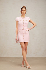 Nora Skirt & Top Set Crystal Embellished Pink Knit