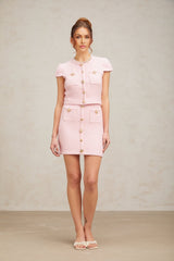 Nora Skirt & Top Set Crystal Embellished Pink Knit
