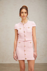 Nora Skirt & Top Set Crystal Embellished Pink Knit