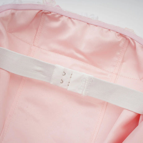 Norah Mini Dress Pink & White 3D Petal Puffy Scallop Hem