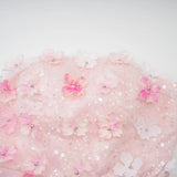 Norah Mini Dress Pink & White 3D Petal Puffy Scallop Hem