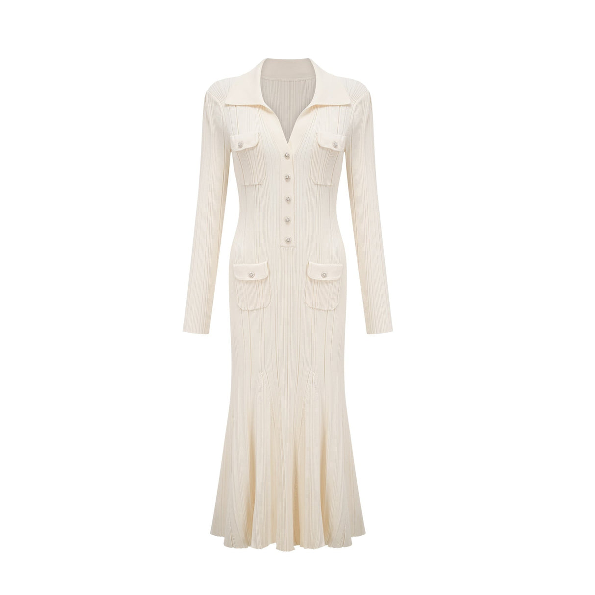 Nouria white mermaidhem knit midi dress